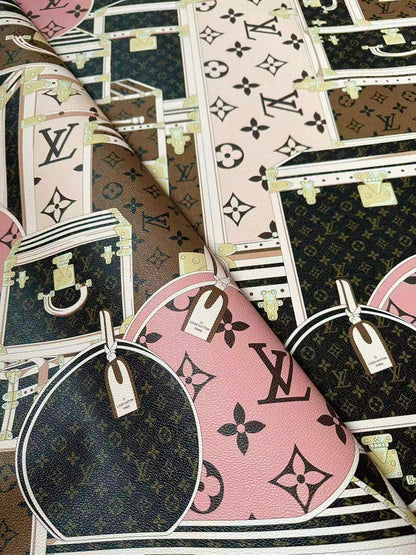 Craft LV Suitcase Leather Fabric For Handmade Shoes, Bag ,Upholstery Goods By Yard