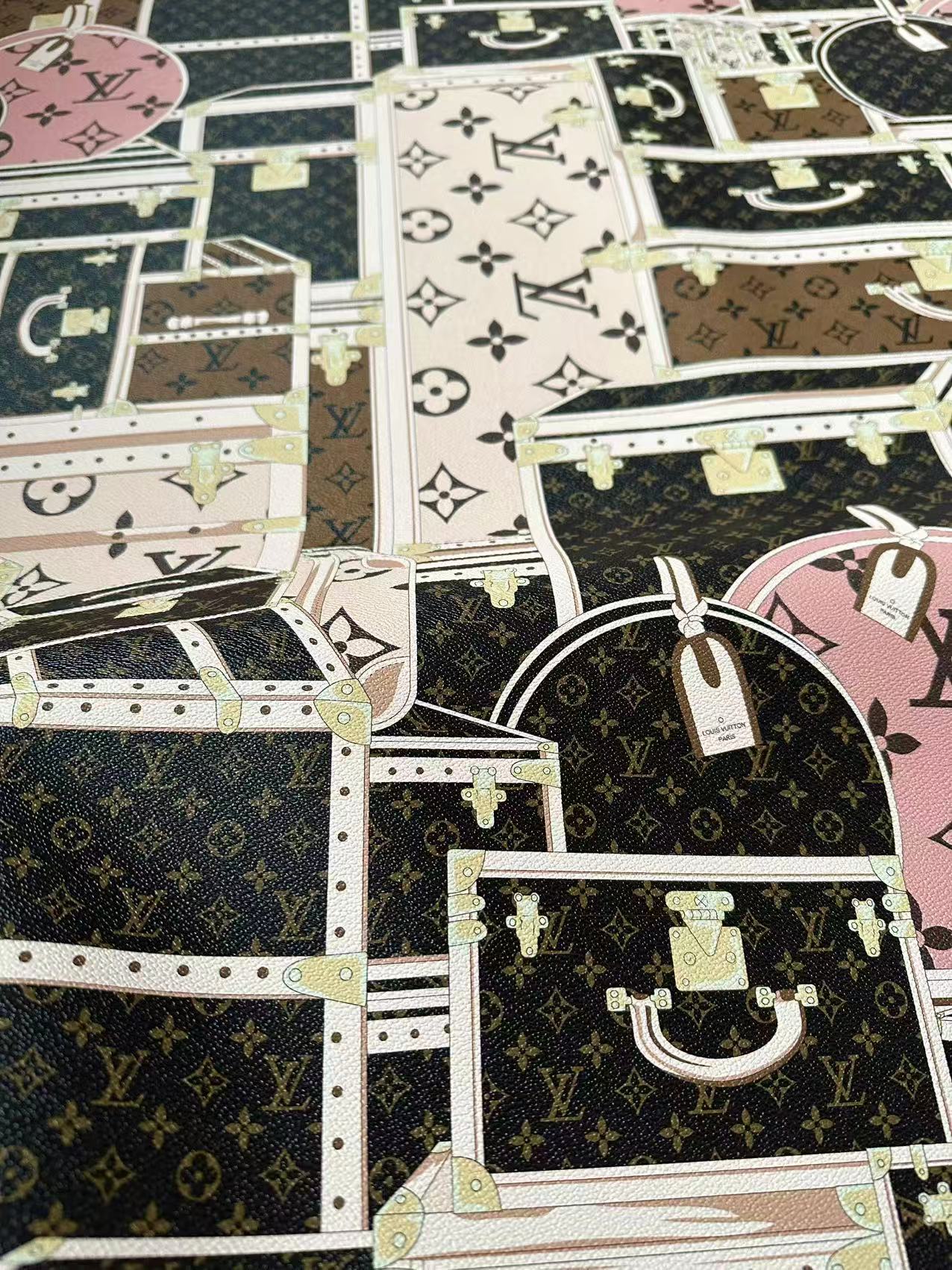 Craft LV Suitcase Leather Fabric For Handmade Shoes, Bag ,Upholstery Goods By Yard