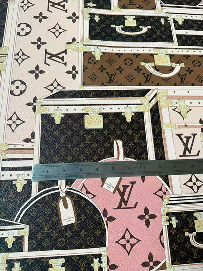 Craft LV Suitcase Leather Fabric For Handmade Shoes, Bag ,Upholstery Goods By Yard