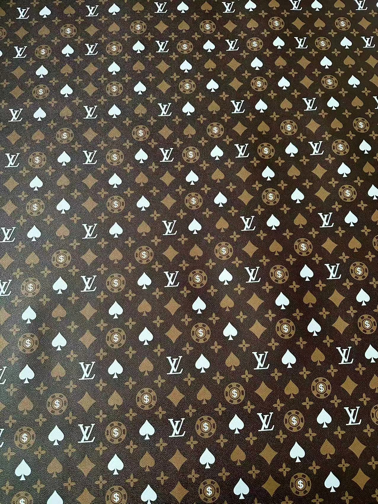 Craft Las Vegas Playing Cards With LV Leather Fabric For Handmade Shoes, Sneaker Handicraft Goods By Yard(Brown)