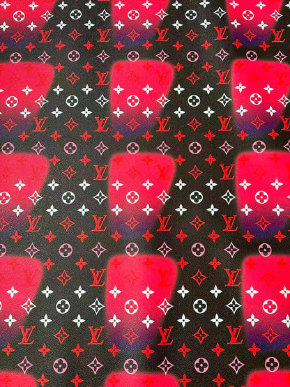 Fashion LV Hot Pink Dot Leather Fabric For Sneaker, DIY Goods By Yard