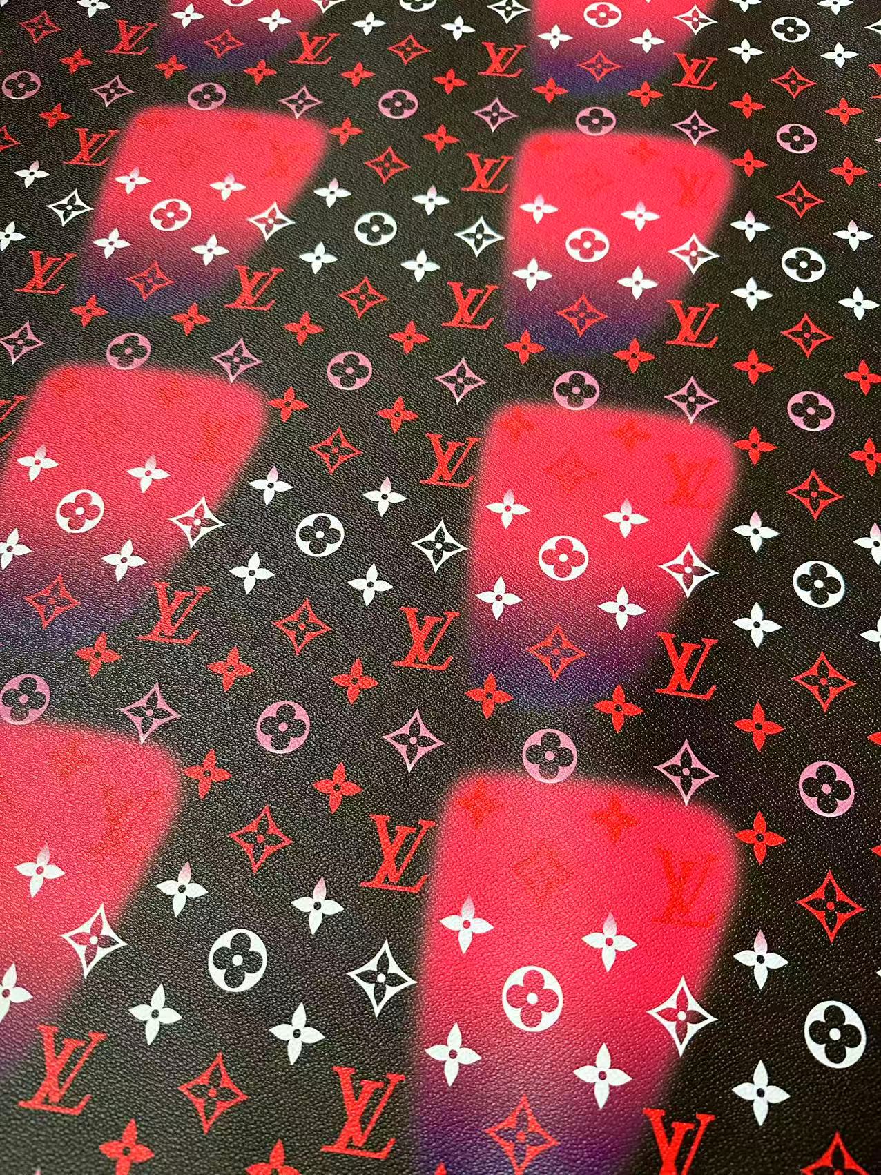 Fashion LV Hot Pink Dot Leather Fabric For Sneaker, DIY Goods By Yard