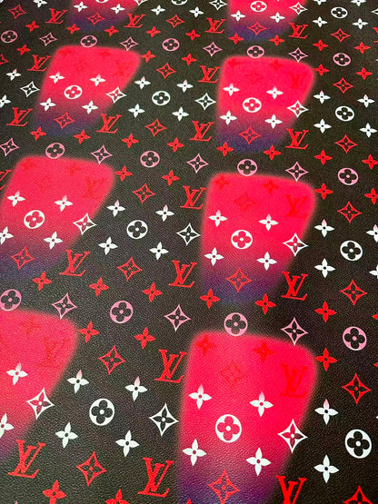 Fashion LV Hot Pink Dot Leather Fabric For Sneaker, DIY Goods By Yard