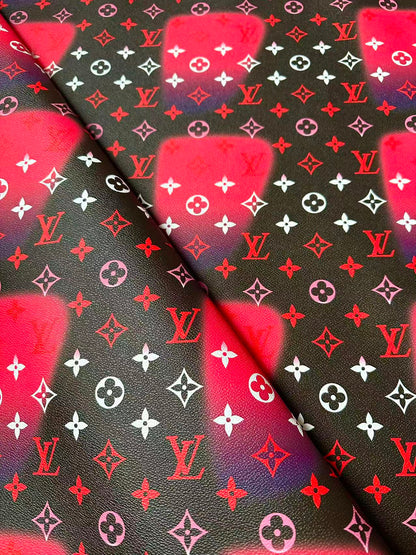Fashion LV Hot Pink Dot Leather Fabric For Sneaker, DIY Goods By Yard
