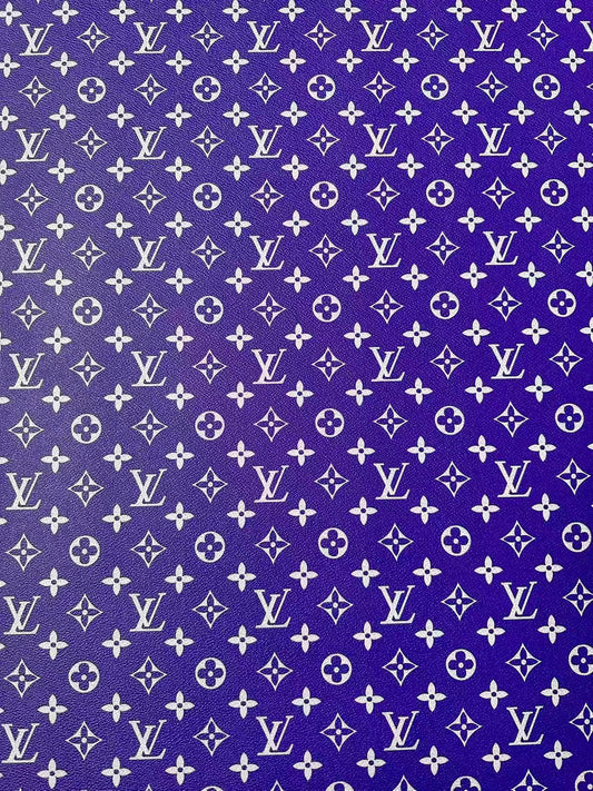 Craft Purple With White LV Vinyl Leather for Handmade Sneaker,Car Upholstery Leather By Yard
