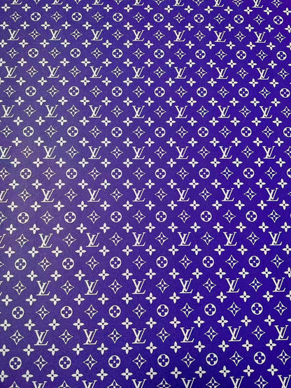 Craft Purple With White LV Vinyl Leather for Handmade Sneaker,Car Upholstery Leather By Yard