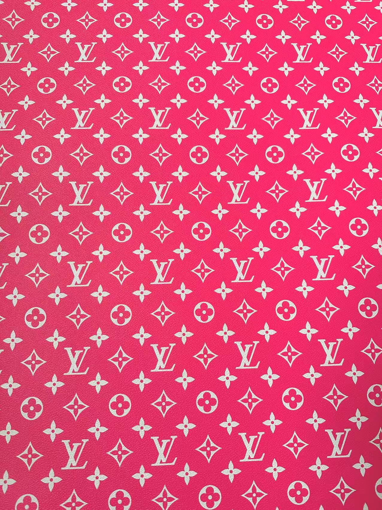 Craft Hot Pink LV Vinyl Leather for Handmade Sneaker,Car Upholstery Leather By Yard