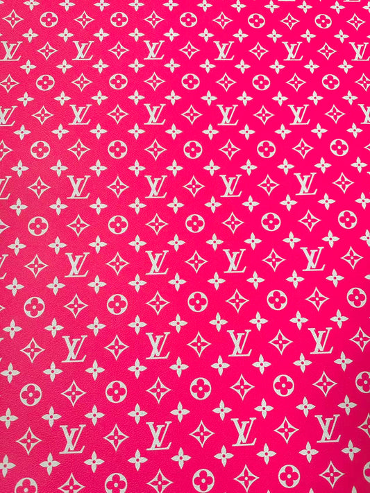 Craft Hot Pink LV Vinyl Leather for Handmade Sneaker,Car Upholstery Leather By Yard