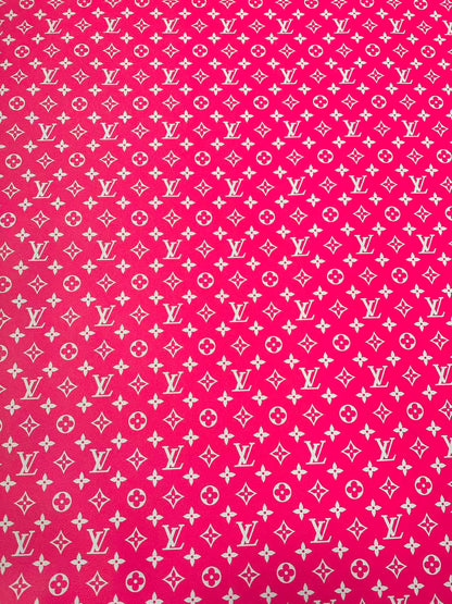 Craft Hot Pink LV Vinyl Leather for Handmade Sneaker,Car Upholstery Leather By Yard
