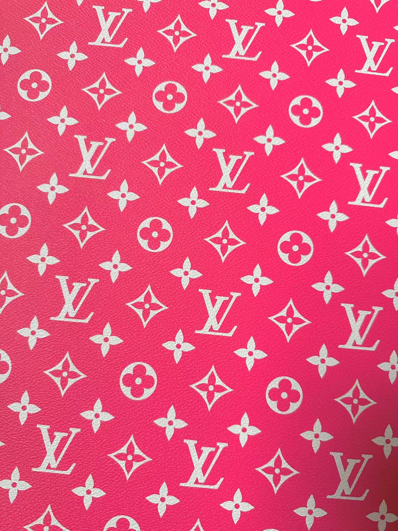 Craft Hot Pink LV Vinyl Leather for Handmade Sneaker,Car Upholstery Leather By Yard