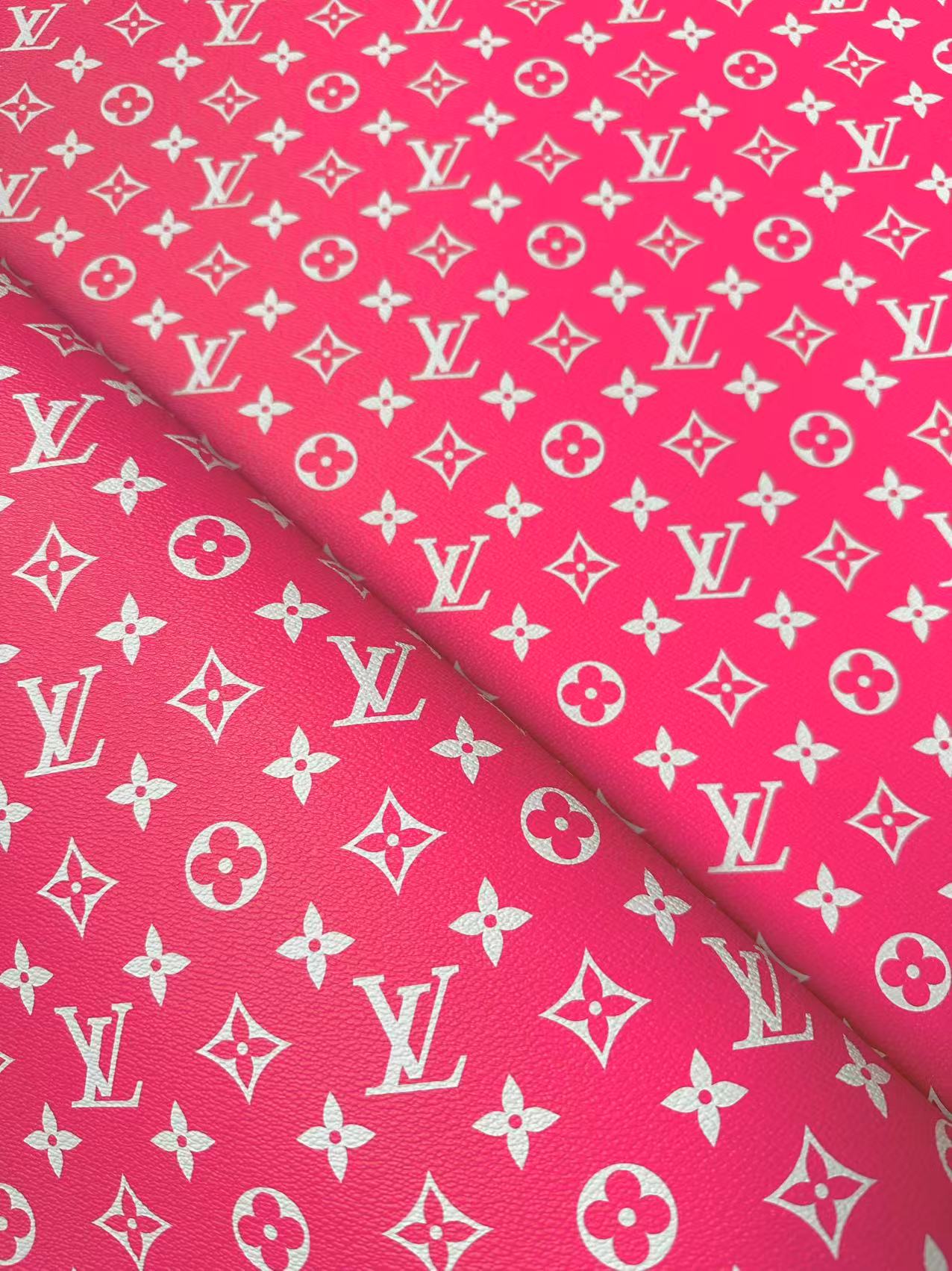 Craft Hot Pink LV Vinyl Leather for Handmade Sneaker,Car Upholstery Leather By Yard