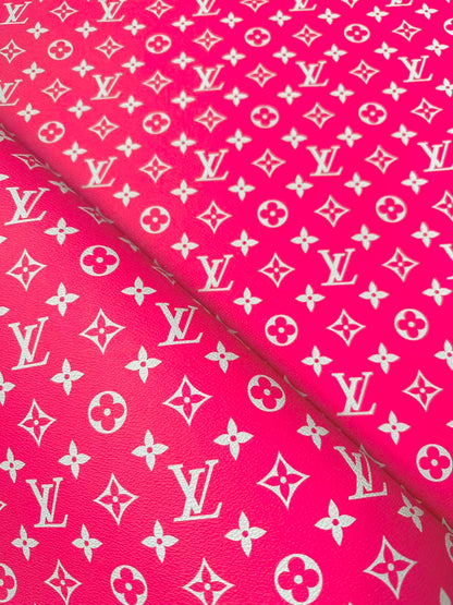 Craft Hot Pink LV Vinyl Leather for Handmade Sneaker,Car Upholstery Leather By Yard