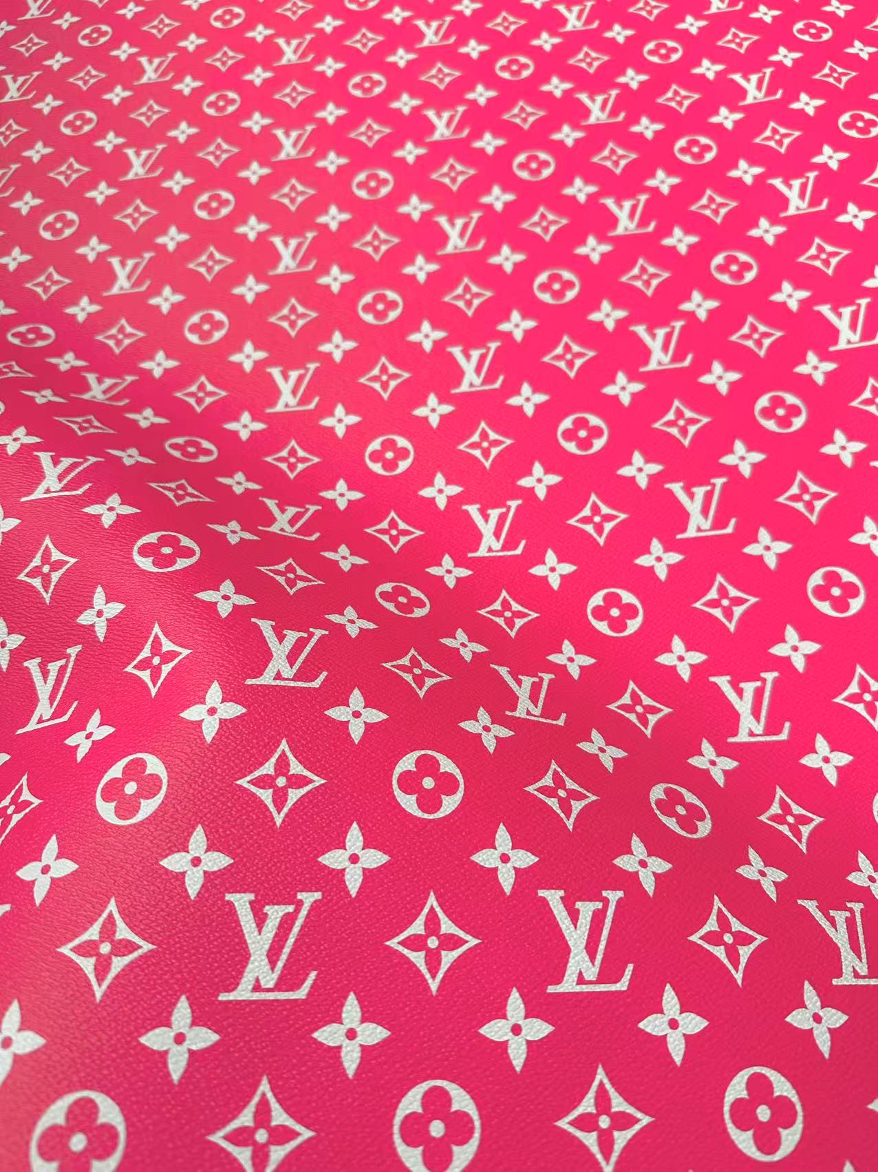 Craft Hot Pink LV Vinyl Leather for Handmade Sneaker,Car Upholstery Leather By Yard