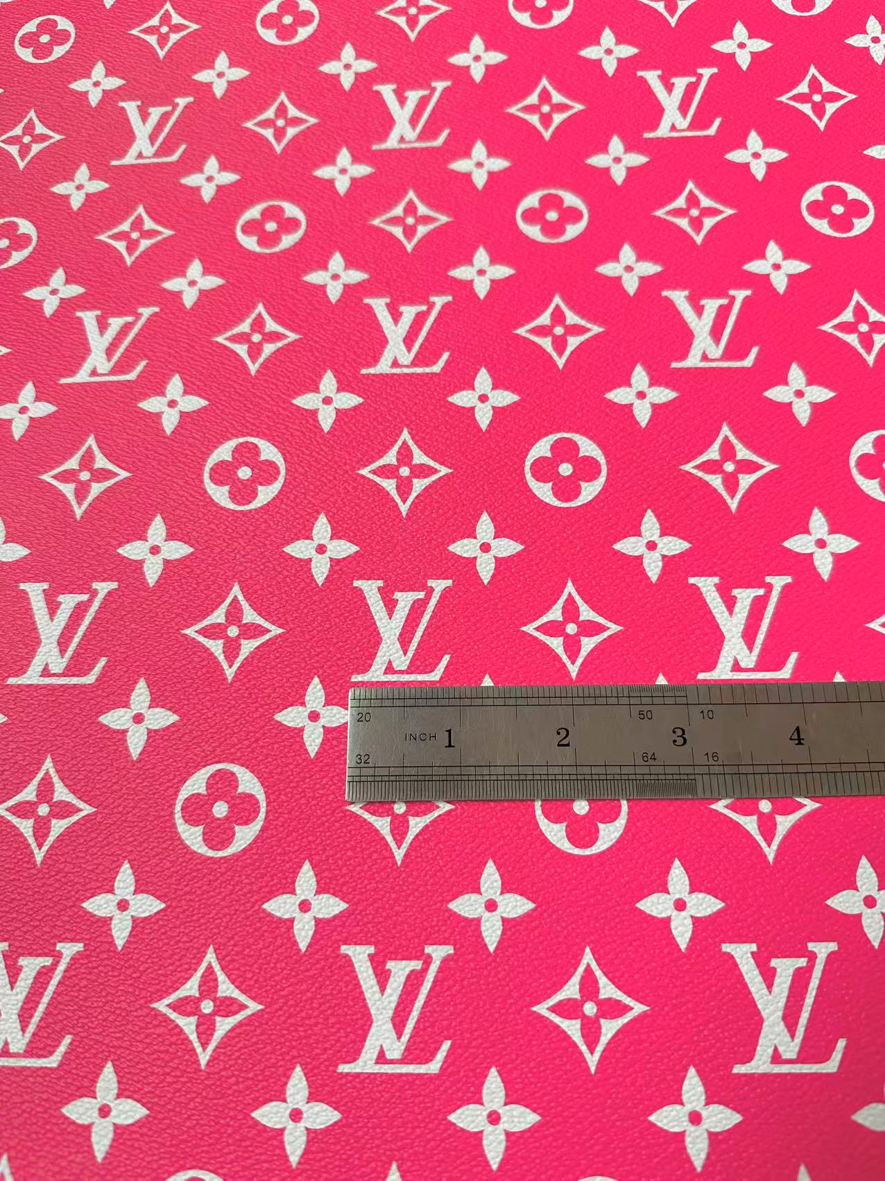 Craft Hot Pink LV Vinyl Leather for Handmade Sneaker,Car Upholstery Leather By Yard