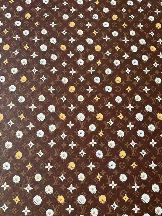 Craft LV With Point Flower Leather Fabric For Handmade Shoes, Sneaker Handicraft Goods By Yard