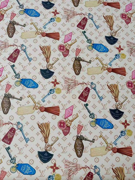 Fashion Colorful Key With LV Leather Fabric For Handmade Sneaker,Bag And Upholstery Goods