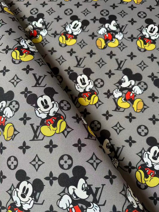 Fashion Mickey Mouse With LV Canvas Cloth Fabric For Handmade sewing , DIY Upholstery ,Shoes By Yard