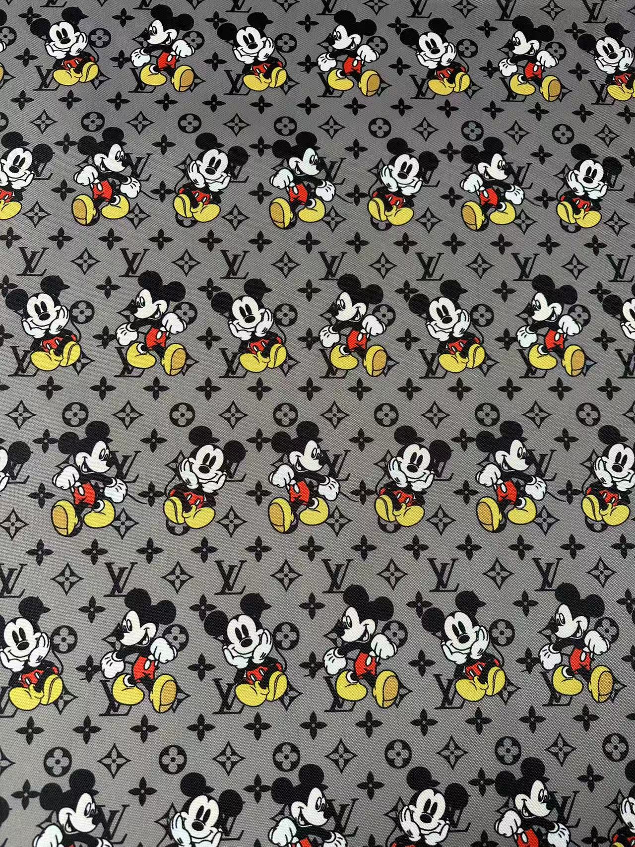Fashion Mickey Mouse With LV Canvas Cloth Fabric For Handmade sewing , DIY Upholstery ,Shoes By Yard