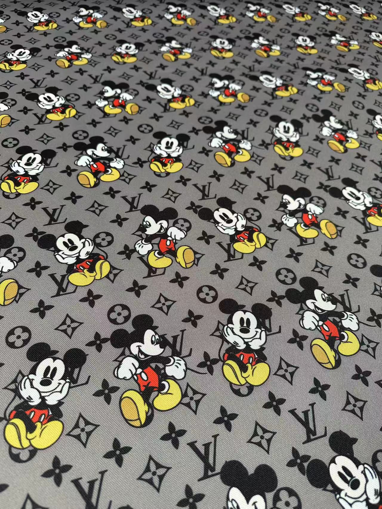 Fashion Mickey Mouse With LV Canvas Cloth Fabric For Handmade sewing , DIY Upholstery ,Shoes By Yard