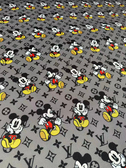 Fashion Mickey Mouse With LV Canvas Cloth Fabric For Handmade sewing , DIY Upholstery ,Shoes By Yard