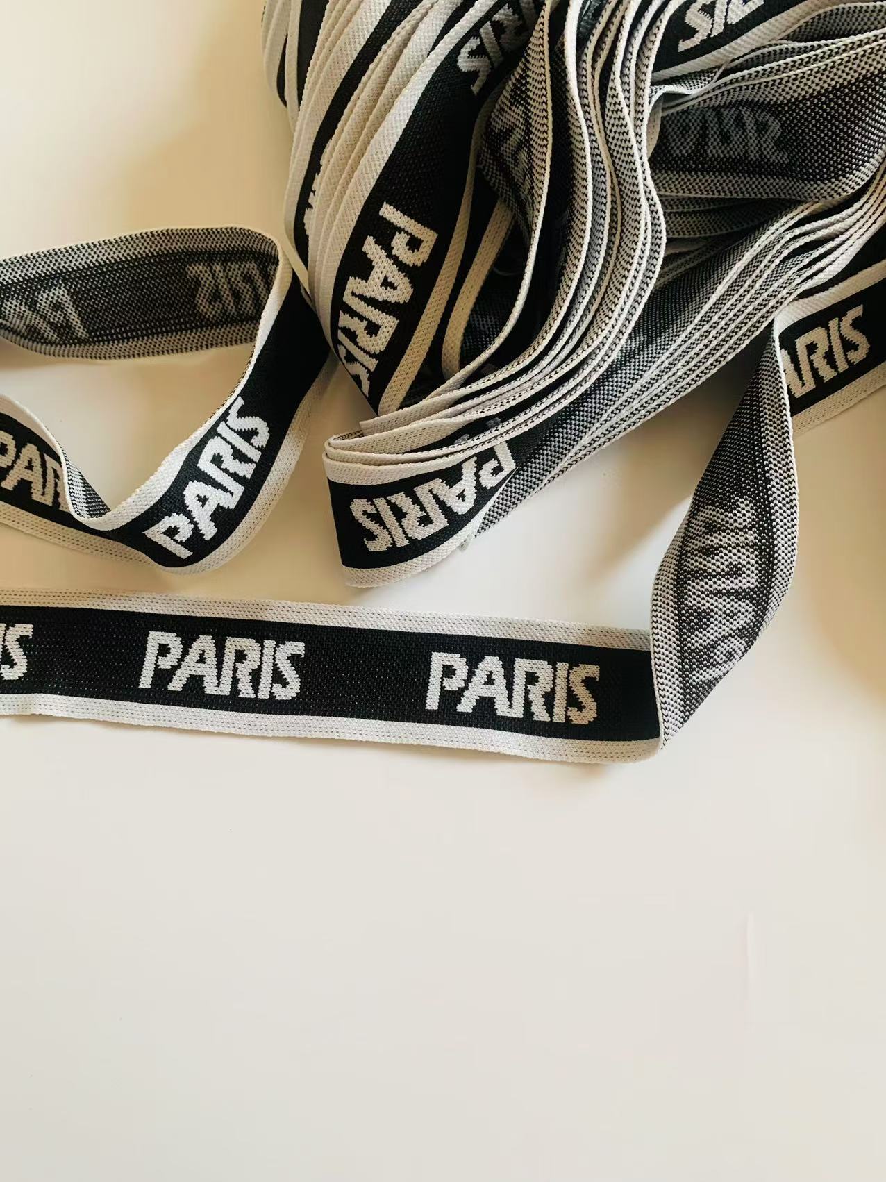 Fashion 4CM Paris Design Straps ,Jacquard Ribbon Embroidery For Custom Apparel,Clothing By Yard