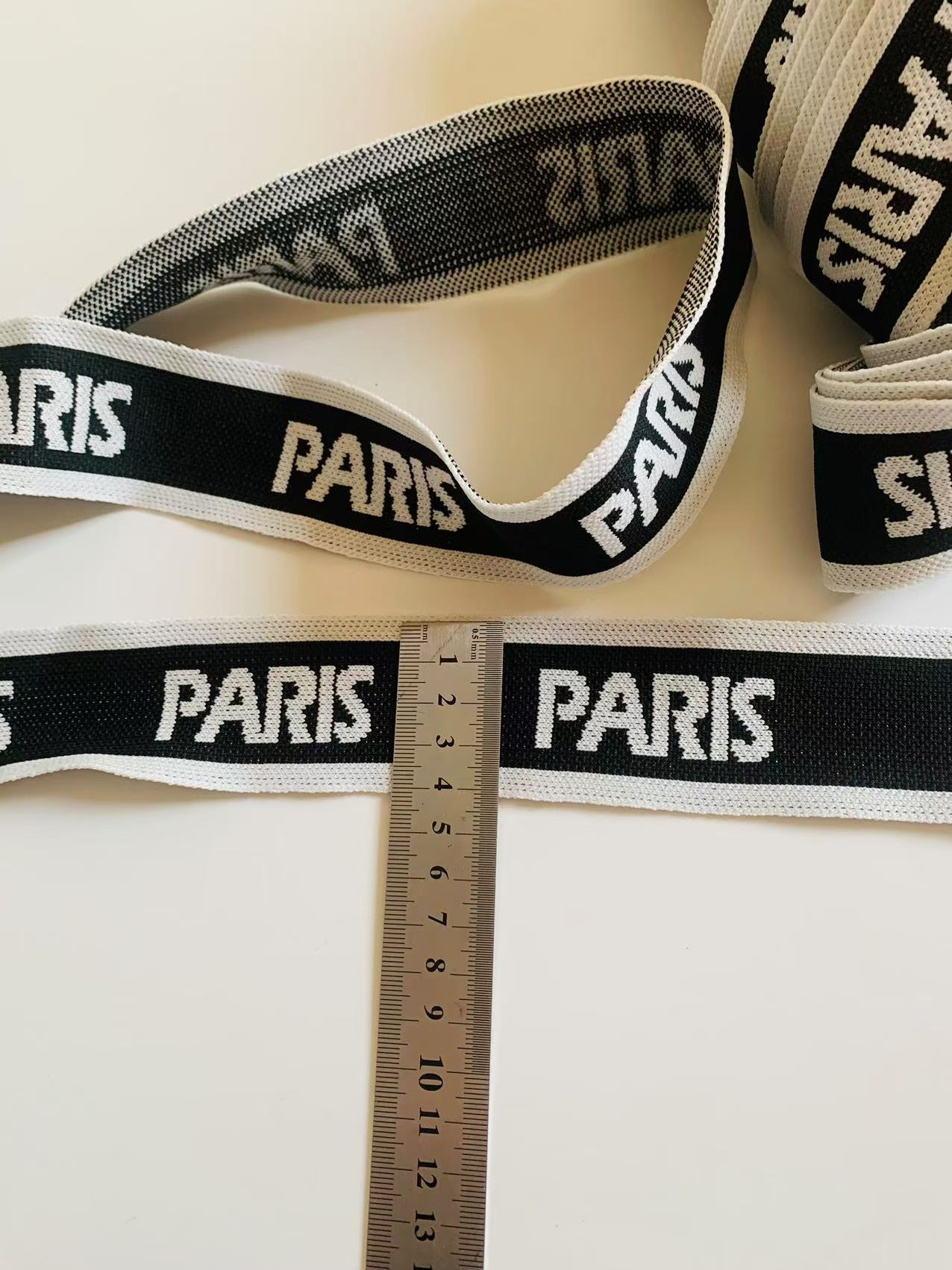 Fashion 4CM Paris Design Straps ,Jacquard Ribbon Embroidery For Custom Apparel,Clothing By Yard