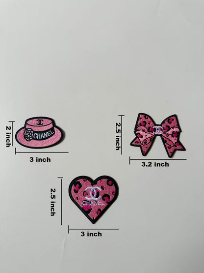 Craft Embroidery Pink Dior Jacquard Patches For Customized Apparel