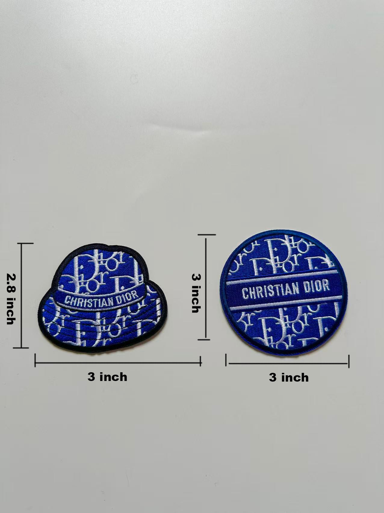 Craft Embroidery Blue Dior Jacquard Patches For Customized Apparel