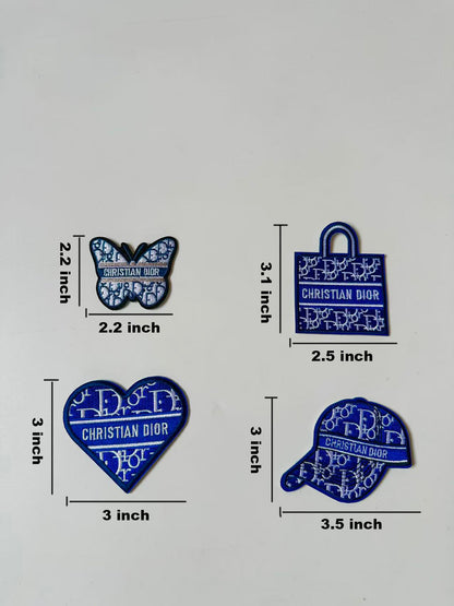 Craft Embroidery Blue Dior Jacquard Patches For Customized Apparel