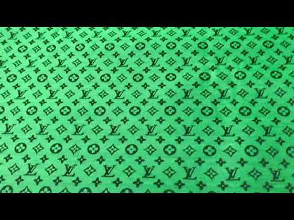 Fashion Green LV Jacquard Cloth Fabric For Handmade Sneaker,Upholstery And Apparel