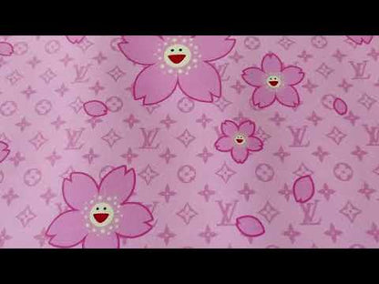 New Fashion Big and Small Pink Peach Design LV Leather Fabric For Handmade Handicraft Goods By Yards