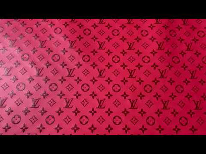 Fashion LV Vantage Embossed Leather Fabric For Handmade Handicrafts，DIY Shoes ,Customized Bags LV Design Leather By Yard (Red)