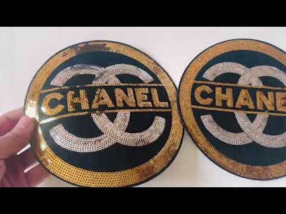 Craft Chanel 7.6"x7.6" Circle Embroidery Sequins Patches For Handmade Apparel