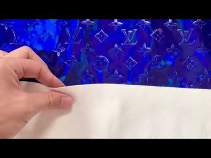 Jewelry Blue Embossed LV Crafting Lacquer Leather Fabric For Handmade Bags ,Shoes and DIY Handicrafts By Yards