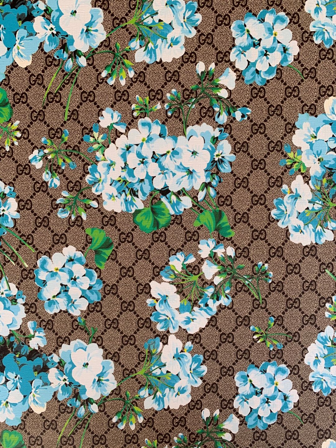 Classic Gucci Leather Case Fabric,Handmade Bag Fabric,Hand-made Shoes Fabric(blue flower)