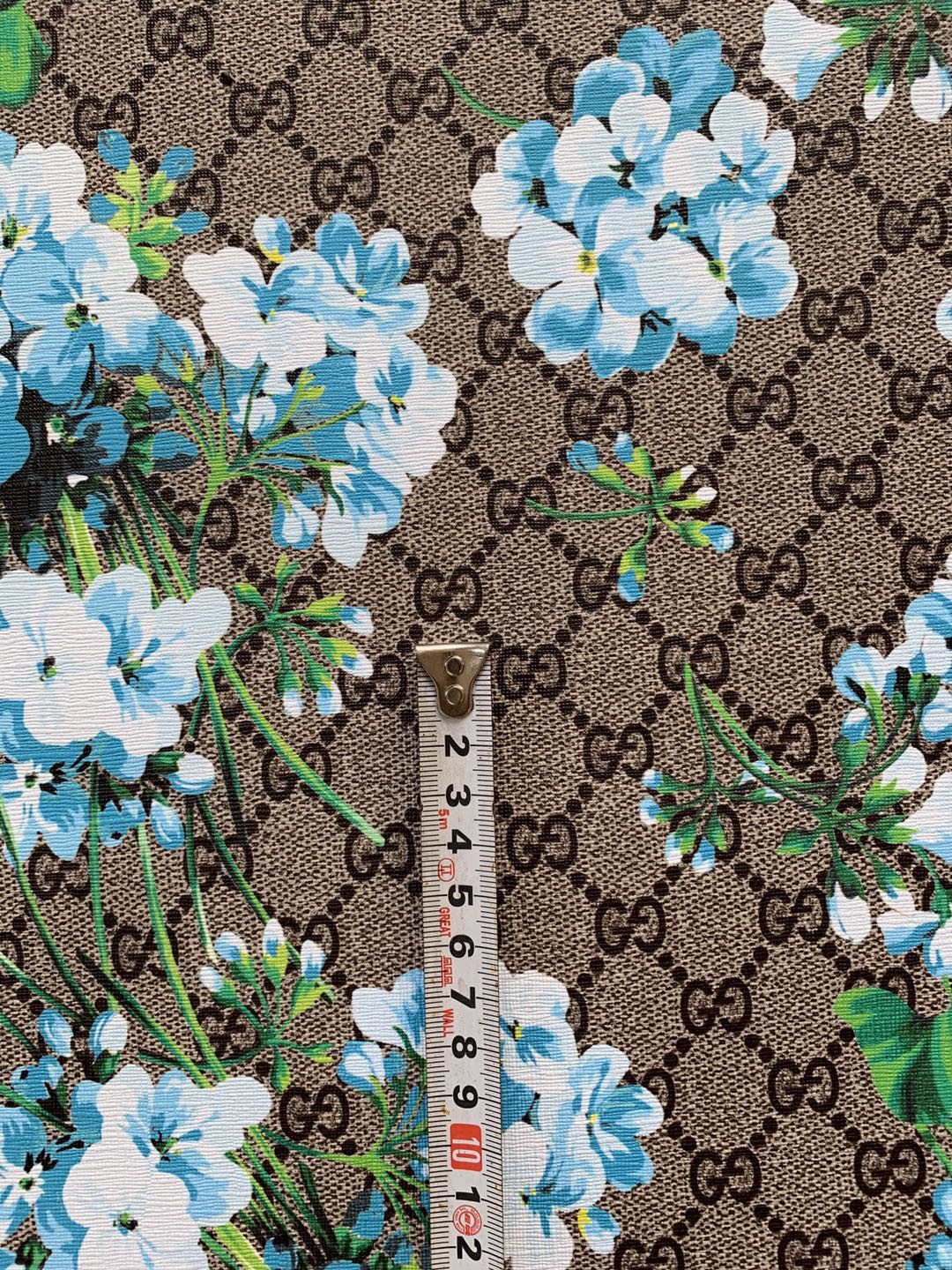 Classic Gucci Leather Case Fabric,Handmade Bag Fabric,Hand-made Shoes Fabric(blue flower)