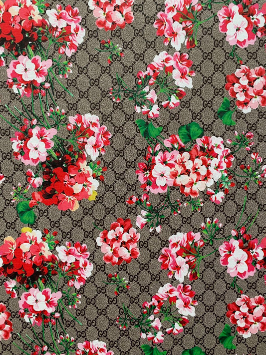 Classic Gucci Leather Case Fabric,Handmade Bag Fabric,Hand-made Shoes Fabric(red flower)