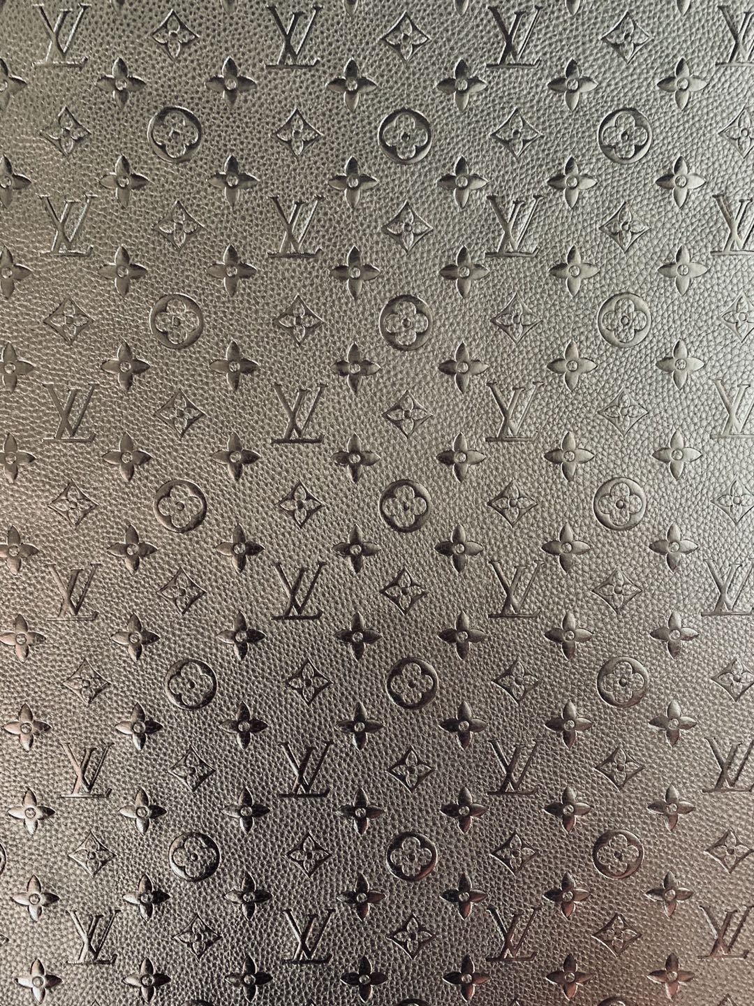 Fashion Embossed LV Crafting Leather Fabric For Handmade Bags ,Shoes and DIY Handicrafts By Yards (Black)