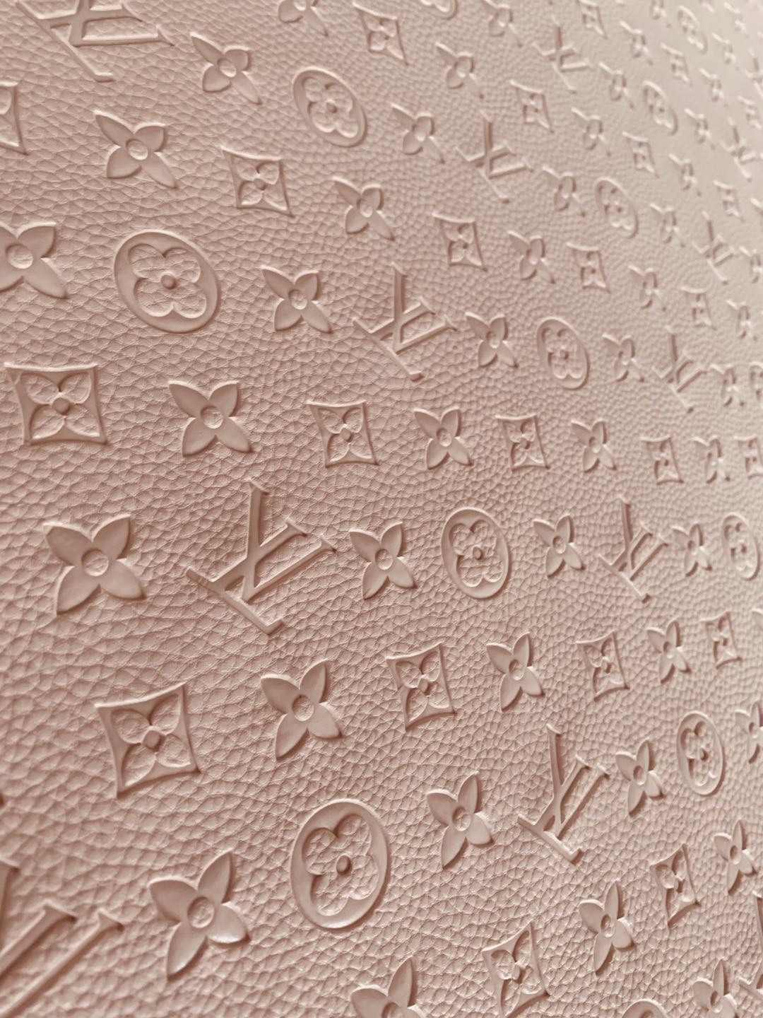 Fashion Embossed LV Crafting Leather Fabric For Handmade Bags ,shoes and DIY Handicrafts  By Yards (Pink)