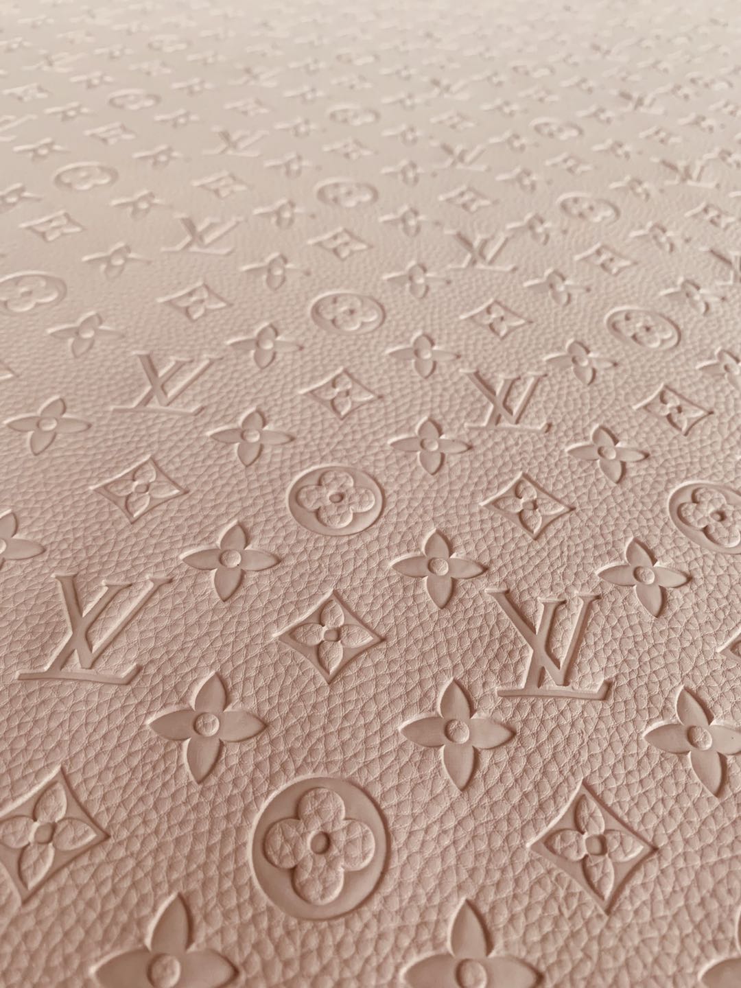 Fashion Embossed LV Crafting Leather Fabric For Handmade Bags ,shoes and DIY Handicrafts  By Yards (Pink)