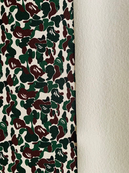 Classic Bape Fashion Custom Leather Fabric For Bags Leather Shoes Custom Leather By Yard (Green)