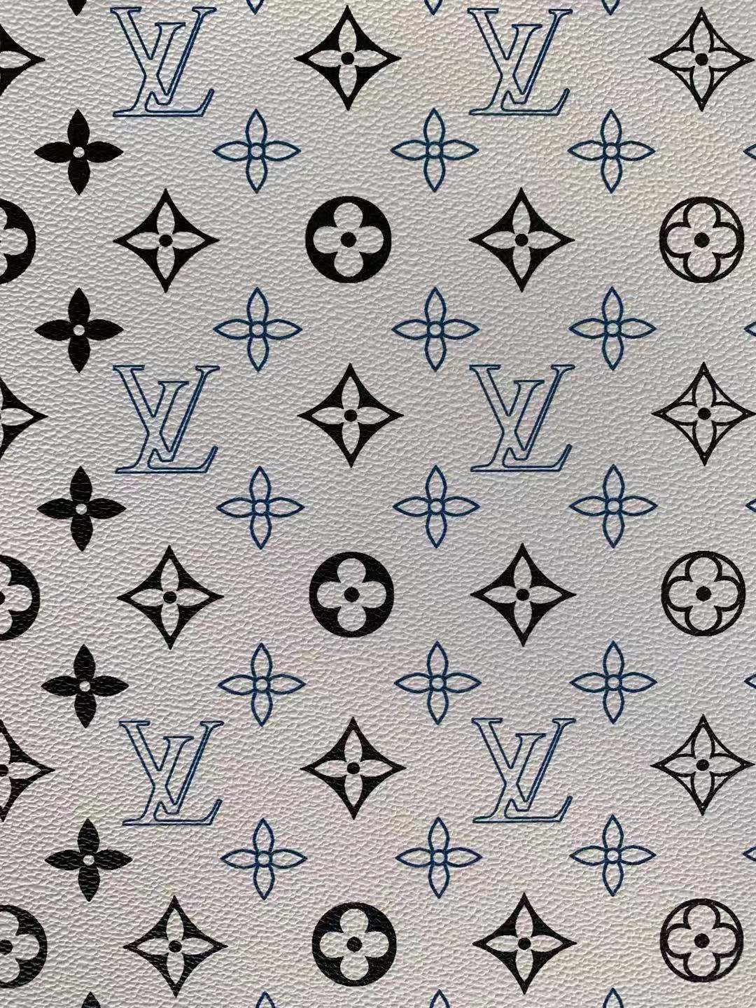 Classic LV Leather Crafting Fabric For Handmade Handicrafts ,bags and shoes By Yard (Blue with Black)