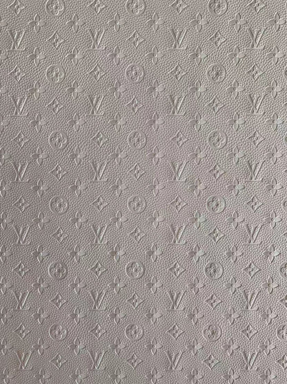 Fashion Embossed LV Crafting Leather Fabric For Handmade Bags ,Shoes and DIY Handicrafts  By Yards (White)