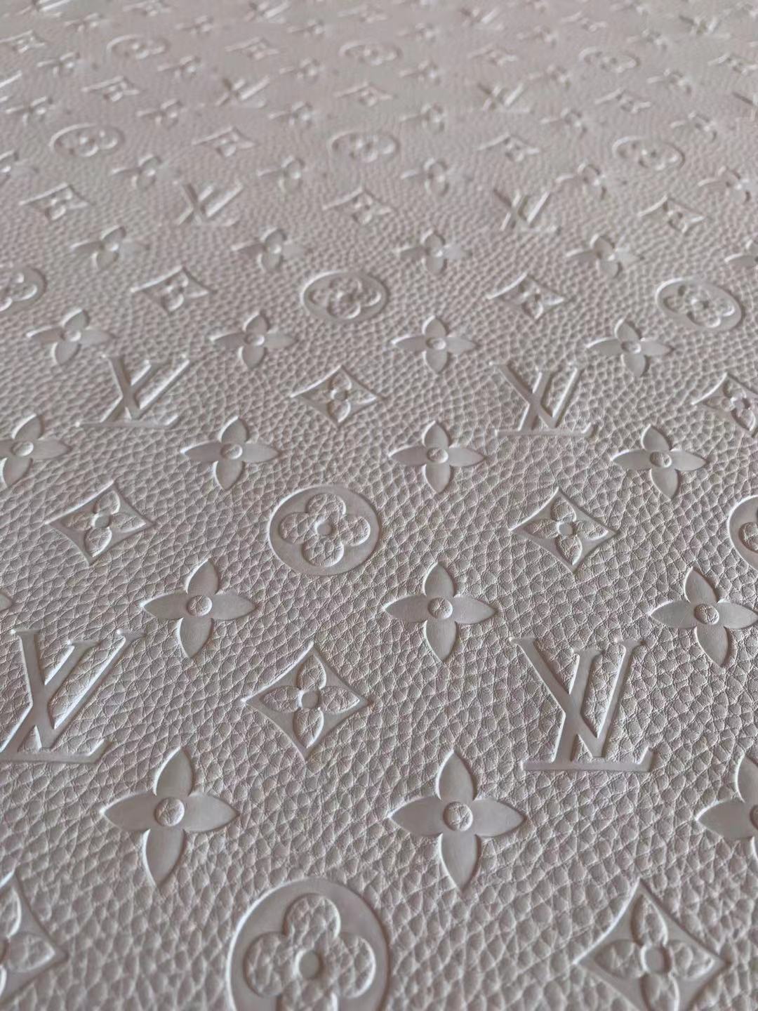 Fashion Embossed LV Crafting Leather Fabric For Handmade Bags ,Shoes and DIY Handicrafts  By Yards (White)