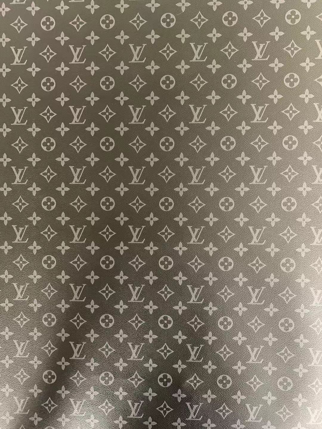 Classic LV vinyl crafting leather fabric For Handmade Shoes,Furniture ,Bike ,Bag and DIY Handicrafts By Yard (Black)