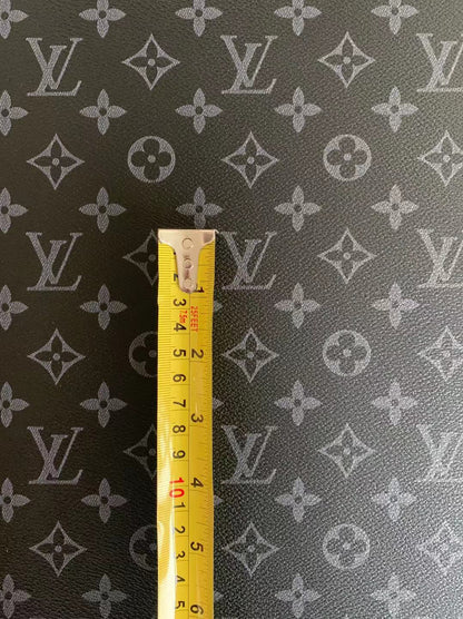 Classic LV vinyl crafting leather fabric For Handmade Shoes,Furniture ,Bike ,Bag and DIY Handicrafts By Yard (Black)