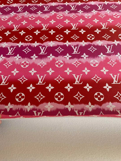 Classic LV  Leather Case Fabric,Handmade Bag Leather,Hand-made Shoes Leather Fabric By Yard (Red Color Stripe)