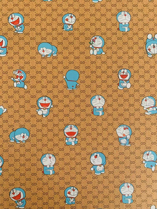 Classic Gucci Leather Case Fabric,Handmade Bag Fabric,Hand-made Shoes Fabric, Doraemon Leather By Yard