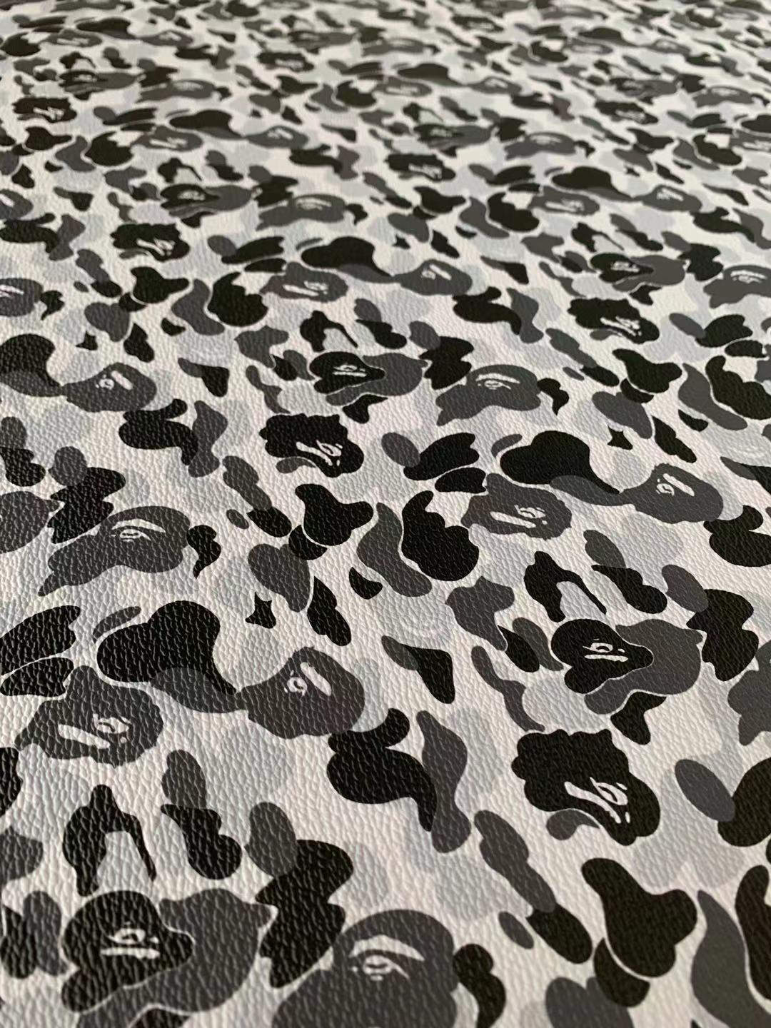 Classic Bape Fashion Custom Leather Fabric For Bags Leather Shoes Custom Leather By Yard (Gray)