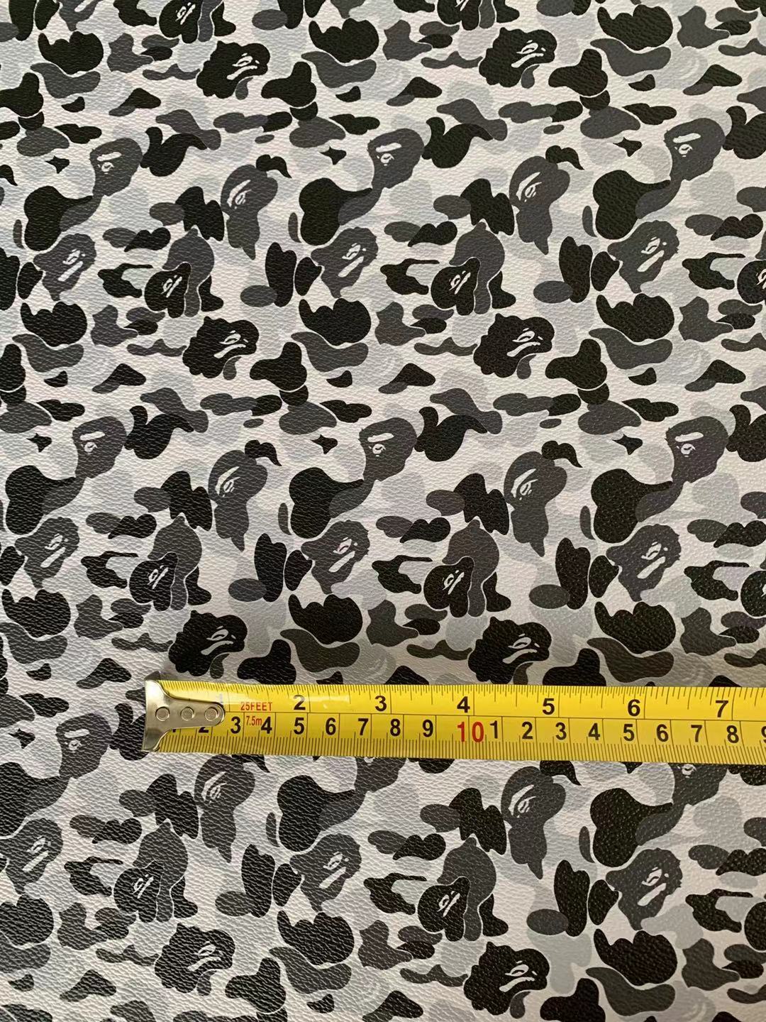 Classic Bape Fashion Custom Leather Fabric For Bags Leather Shoes Custom Leather By Yard (Gray)